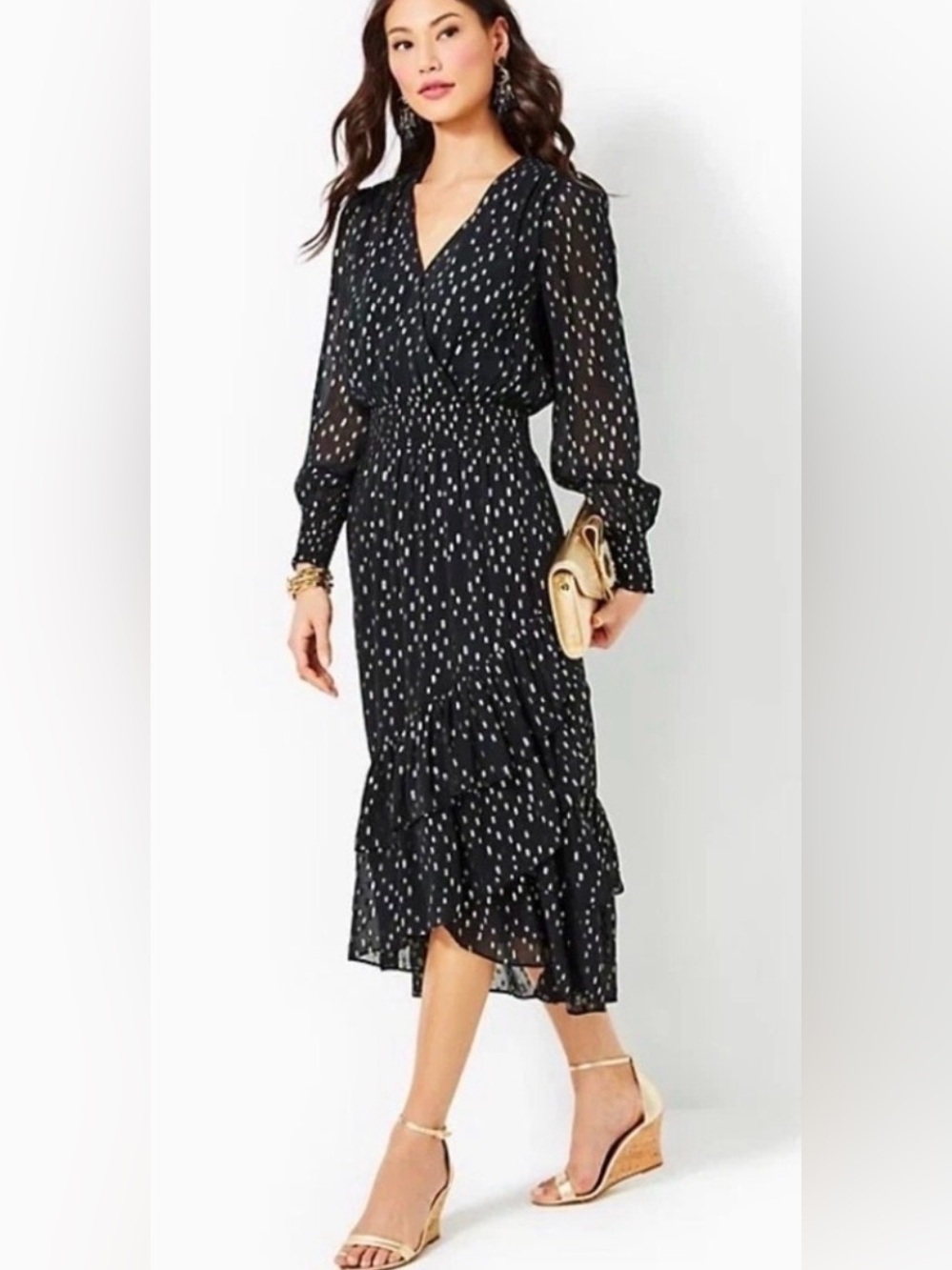 Lilly Pulitzer Black maxi Gold shimmer size 4